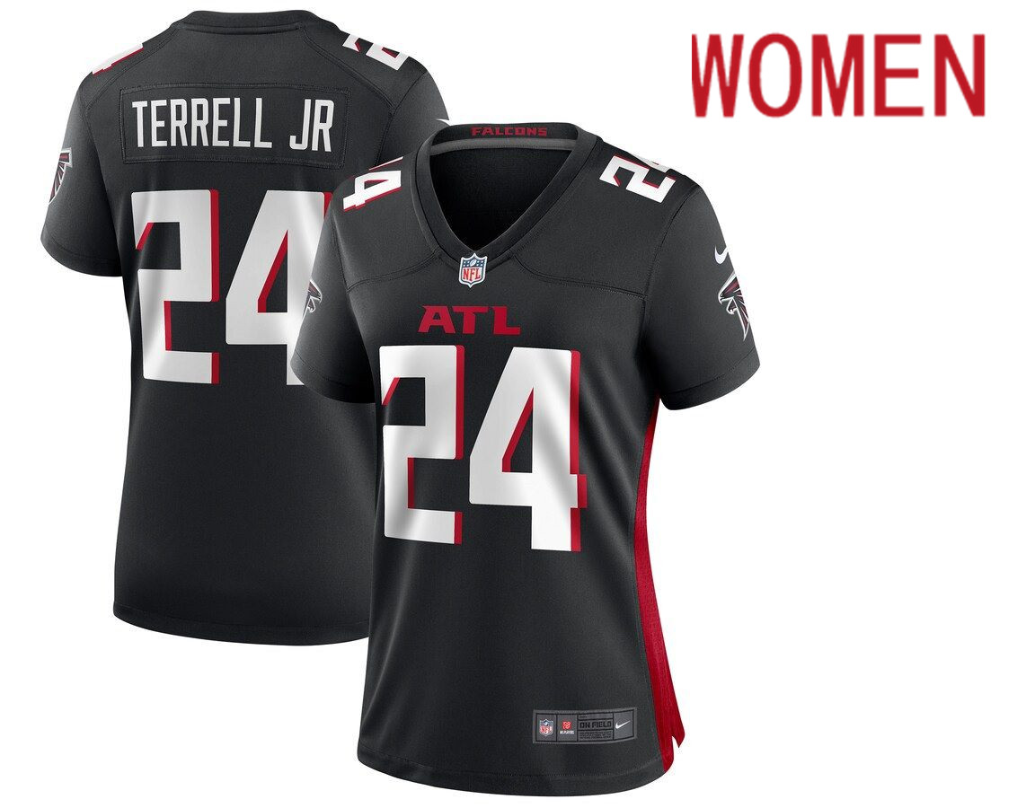 Women Atlanta Falcons #24 A.J. Terrell Jr. Nike Black Game NFL Jersey->women nfl jersey->Women Jersey